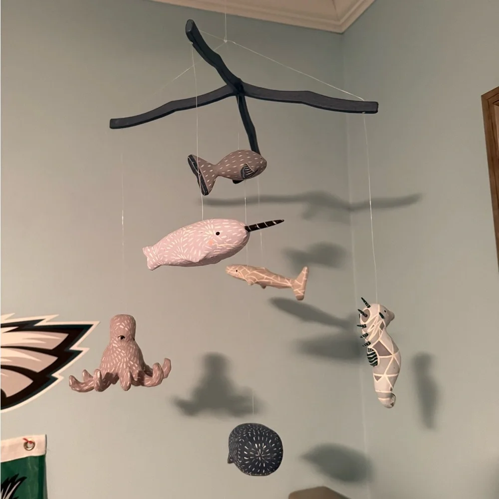 Crate&Barrel Nautical Mobile with Blue and Gray Sea Life